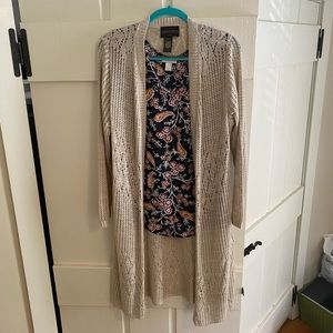 Worn once! Tan duster cardigan, size 1X